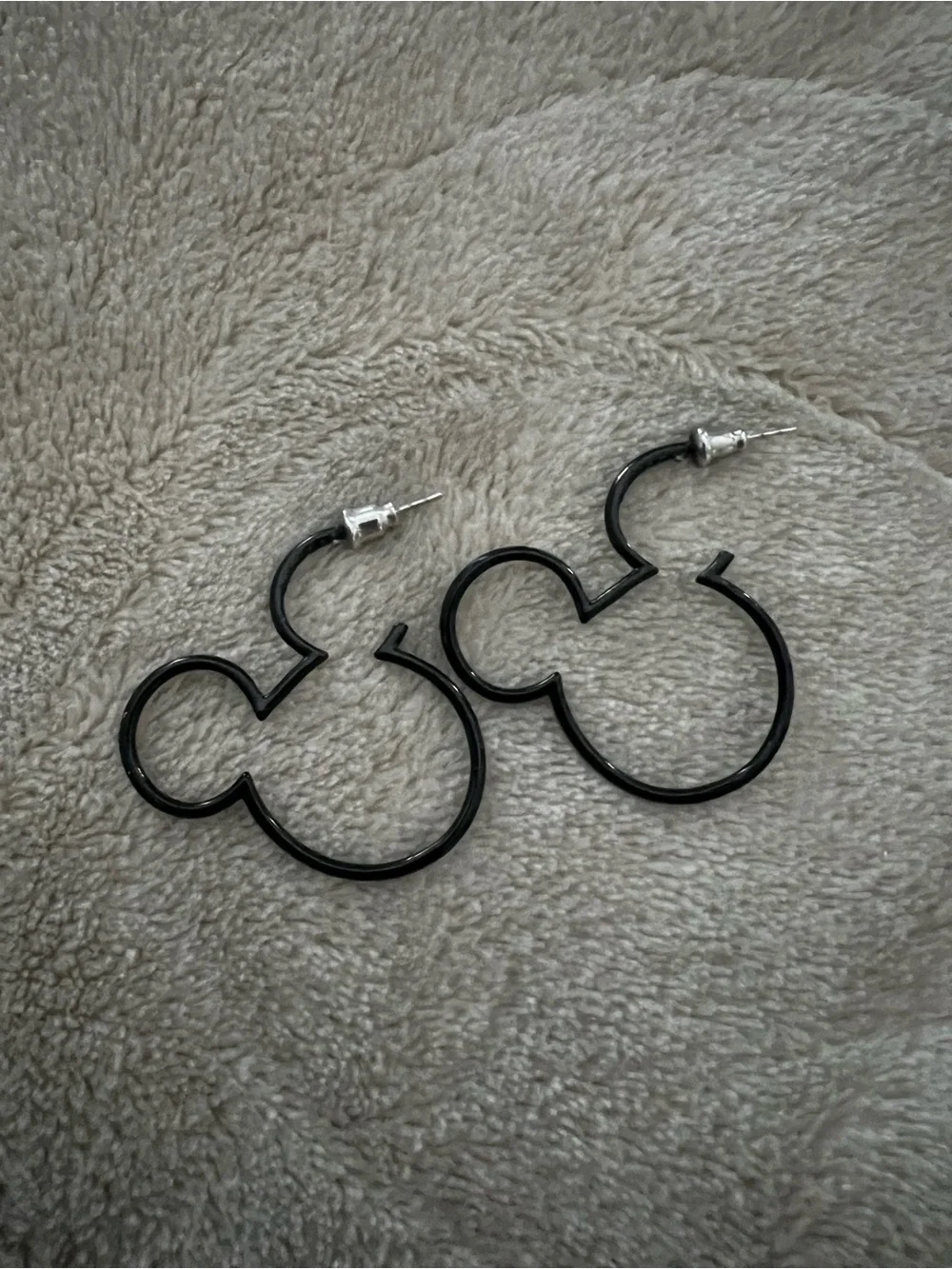 Black Mickey-Style Hoop Earrings